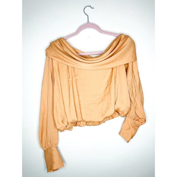 Free People Jenna Satin Top in Suntan Size XS FRE248 - Picture 3 of 5